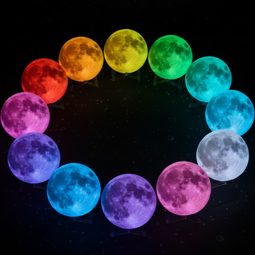 3D Star Moon Lamp – Colorful Rechargeable Touch LED Gift Light