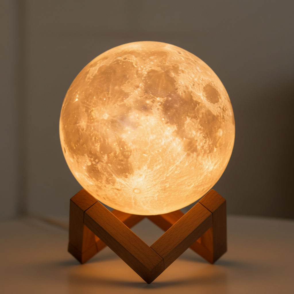 Warm Light Moon Galaxy Lamp – Single LED Gift Night Light