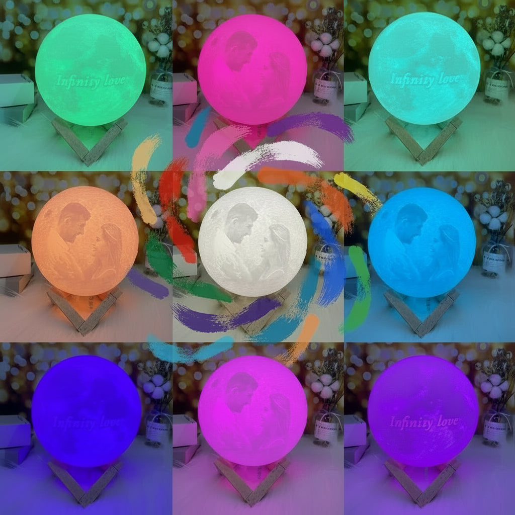 Custom 3D Moon Lamp – Personalized Photo & Text USB Night Light Gift