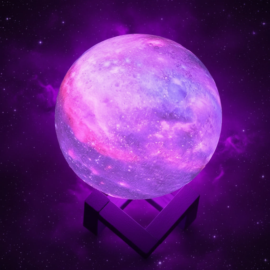 3D Printed Moon Lamp – 16-Color Remote LED Rechargeable Night Light