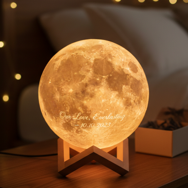 Custom 3D Moon Lamp – Personalized Photo & Text USB Night Light Gift